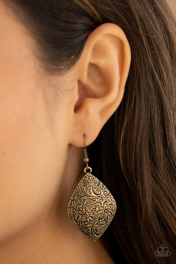 Flauntable Florals - Brass - Earring -Paparazzi Accessories