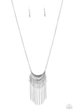 HAPPY IS THE HUNTRESS - SILVER CRESCENT FRINGE  - NECKLACE - PAPARAZZI NECKLACE