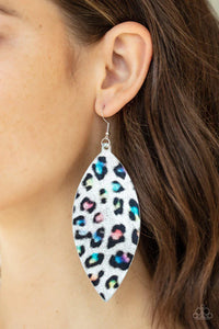 Once a CHEETAH, Always a CHEETAH Multi-color Leather Animal Print Earrings - Paparazzi Accessories